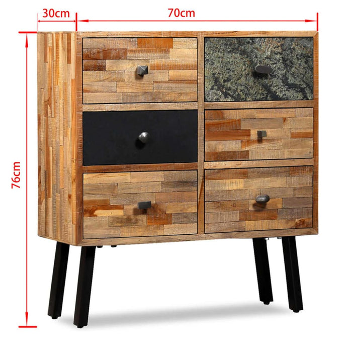 Side Cabinet with 6 Drawers 70x30x76 Cm Solid Reclaimed