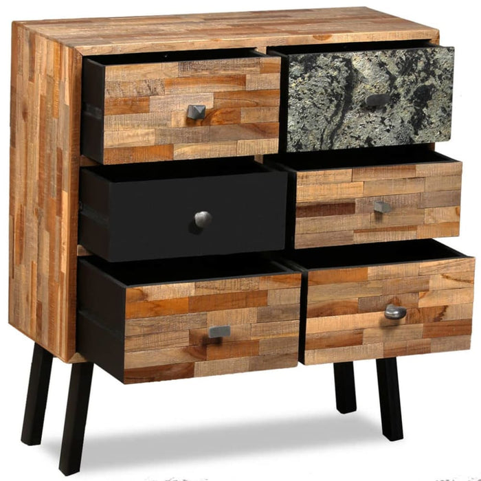 Side Cabinet with 6 Drawers 70x30x76 Cm Solid Reclaimed