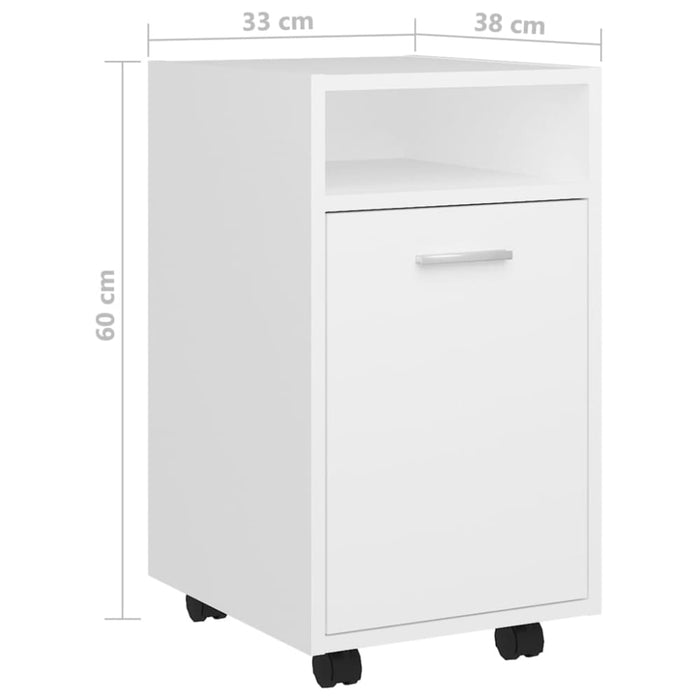 Side Cabinet With Wheels White 33x38x60 Cm Chipboard Nbtbai