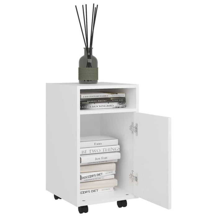 Side Cabinet With Wheels White 33x38x60 Cm Chipboard Nbtbai