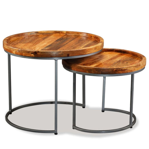 Side Table Set 2 Pieces Solid Mango Wood Xaapnp