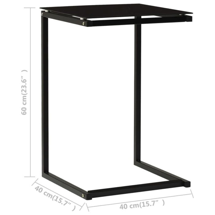 Side Table Black 40x40x60 Cm Tempered Glass Txxina