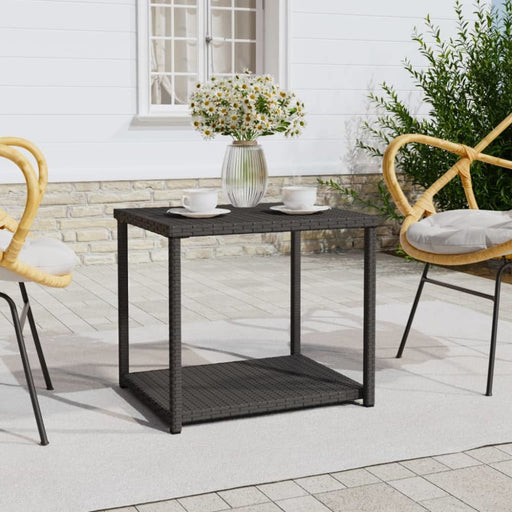Side Table Black 55x45x49 Cm Poly Rattan Tokaba