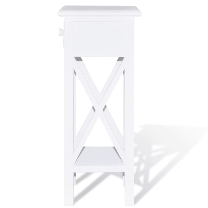 Side Table with Drawer White Xaooai