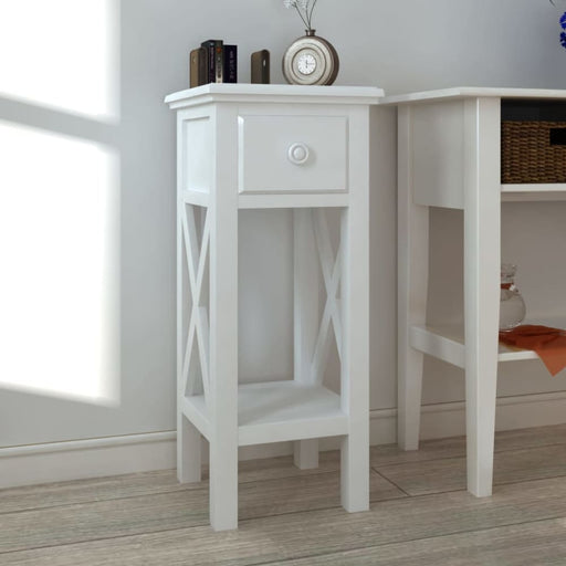 Side Table with Drawer White Xaooai