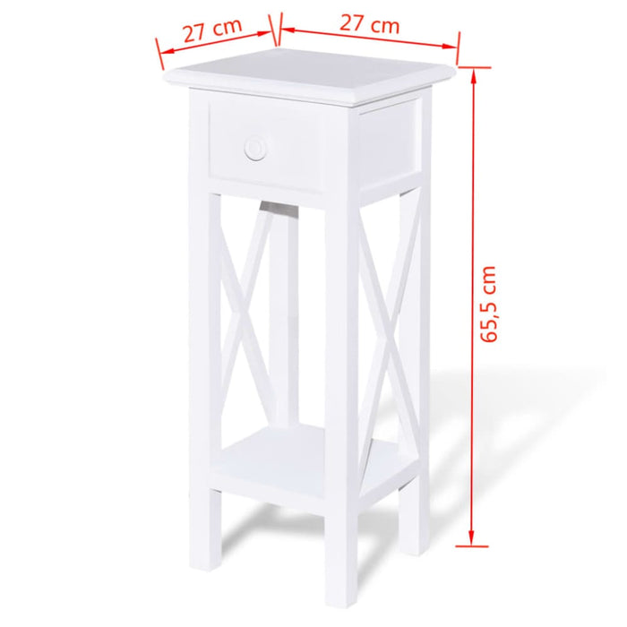 Side Table with Drawer White Xaooai
