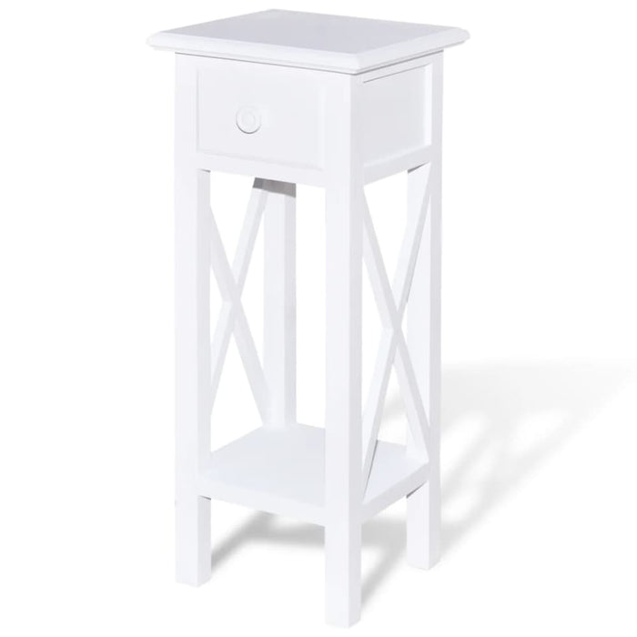 Side Table with Drawer White Xaooai