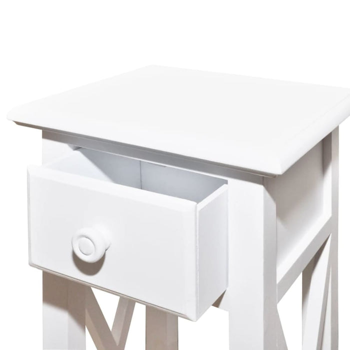 Side Table with Drawer White Xaooai