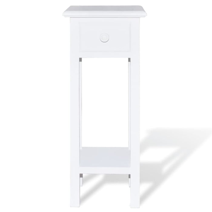 Side Table with Drawer White Xaooai