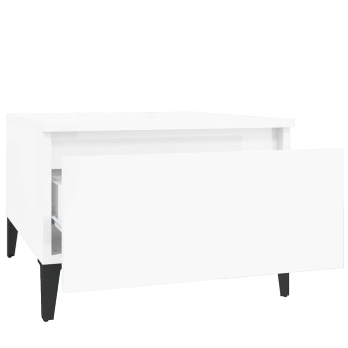 Side Table High Gloss White 50x46x35 Cm Engineered Wood