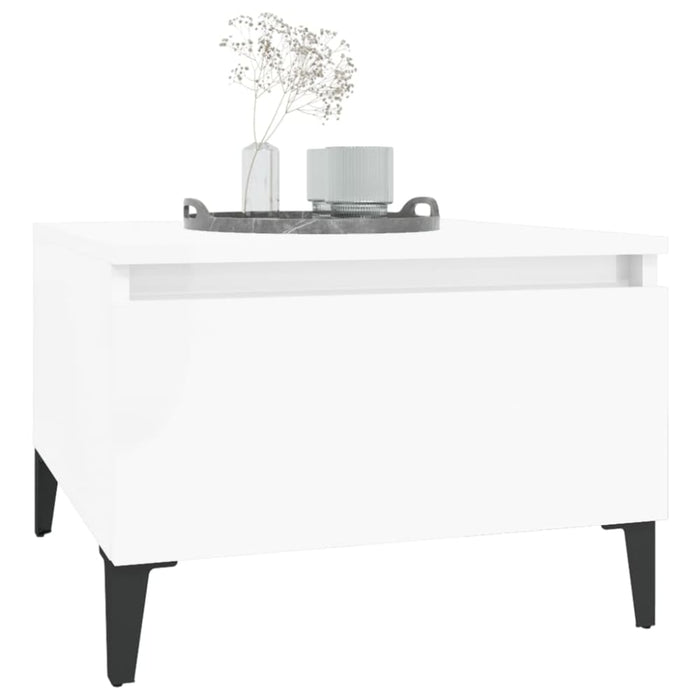 Side Table High Gloss White 50x46x35 Cm Engineered Wood