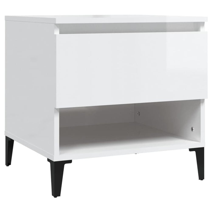 Side Table High Gloss White 50x46x50 Cm Engineered Wood