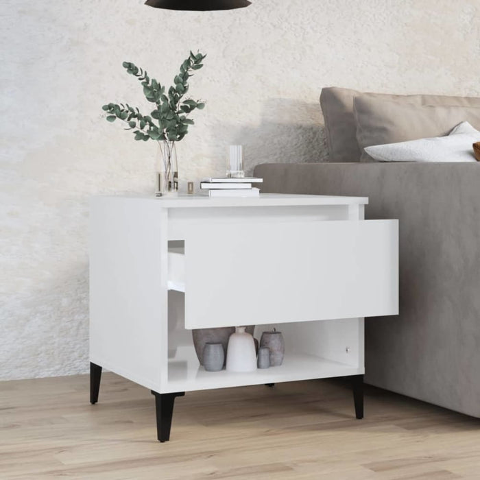 Side Table High Gloss White 50x46x50 Cm Engineered Wood