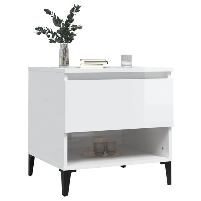 Side Table High Gloss White 50x46x50 Cm Engineered Wood
