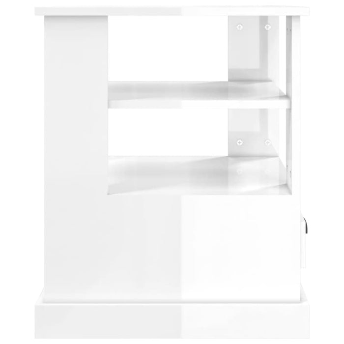Side Table High Gloss White 50x50x60 Cm Engineered Wood