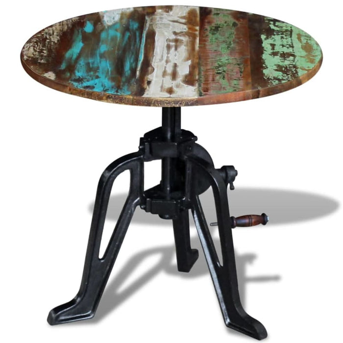 Side Table Solid Reclaimed Wood Cast Iron 60x(42-63) Cm