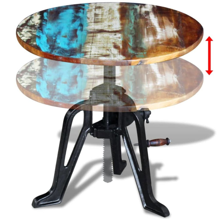 Side Table Solid Reclaimed Wood Cast Iron 60x(42-63) Cm