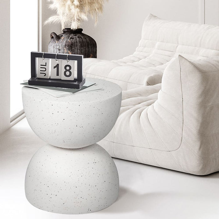 Side Table Terrazzo Hourglass Shape Magnesia Stool Stone