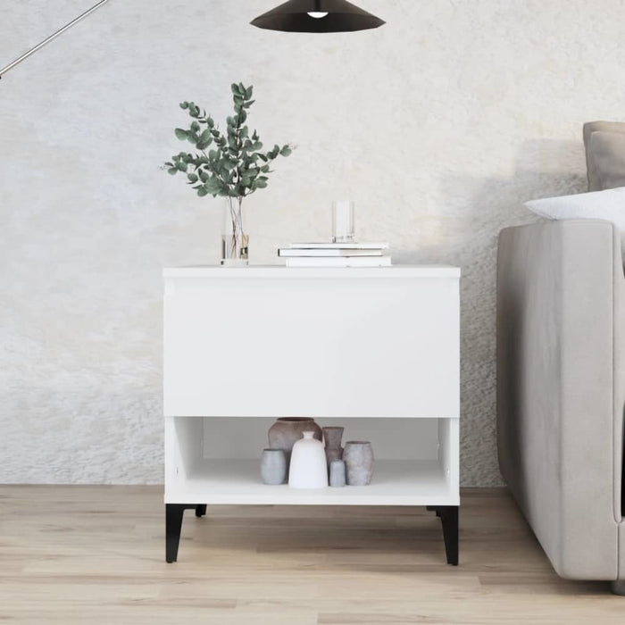 Side Table White 50x46x50 Cm Engineered Wood Nokpan