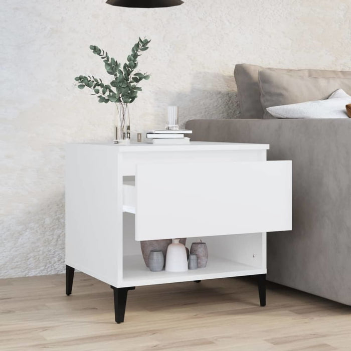 Side Table White 50x46x50 Cm Engineered Wood Nokpan