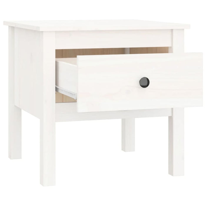 Side Table White 50x50x49 Cm Solid Wood Pine Notikl