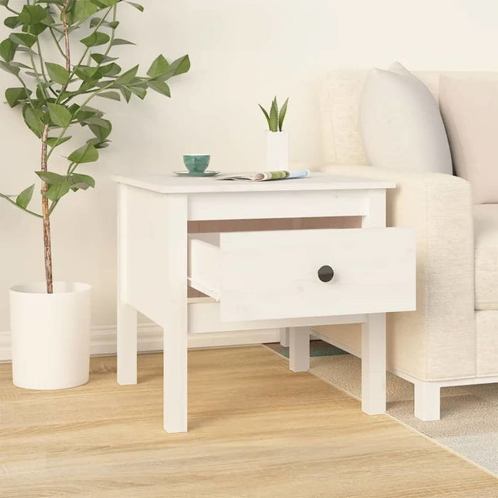 Side Table White 50x50x49 Cm Solid Wood Pine Notikl
