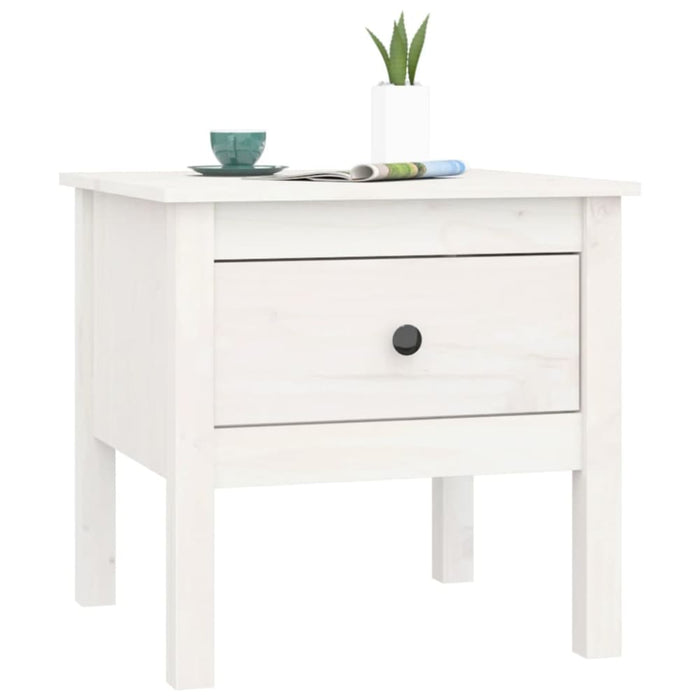 Side Table White 50x50x49 Cm Solid Wood Pine Notikl