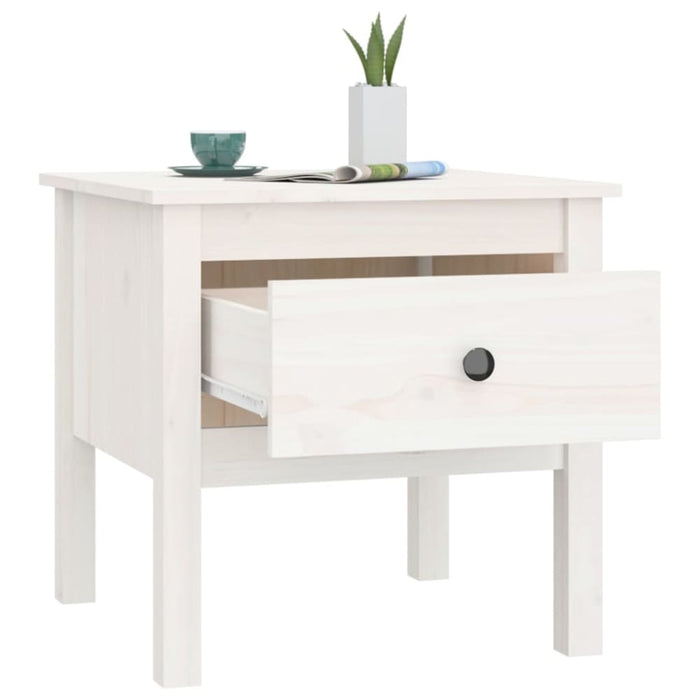 Side Table White 50x50x49 Cm Solid Wood Pine Notikl