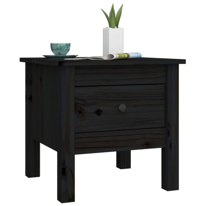 Side Tables 2 Pcs Black 40x40x39 Cm Solid Wood Pine Notikt