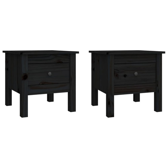 Side Tables 2 Pcs Black 40x40x39 Cm Solid Wood Pine Notikt