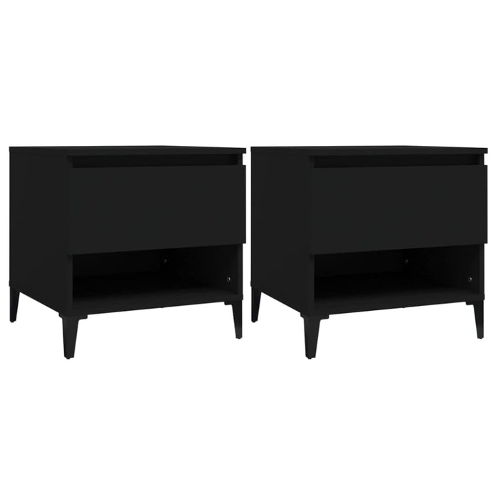 Side Tables 2 Pcs Black 50x46x50 Cm Engineered Wood Nokppo