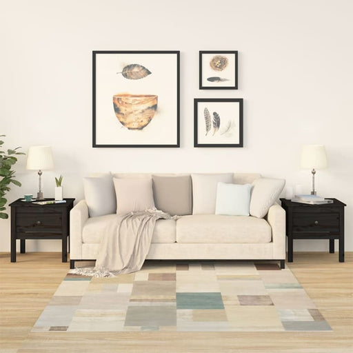 Side Tables 2 Pcs Black 50x50x49 Cm Solid Wood Pine Notnbt