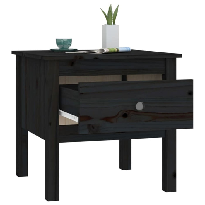 Side Tables 2 Pcs Black 50x50x49 Cm Solid Wood Pine Notnbt