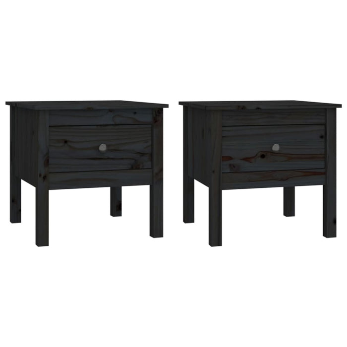 Side Tables 2 Pcs Black 50x50x49 Cm Solid Wood Pine Notnbt