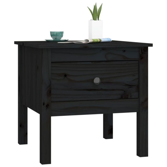 Side Tables 2 Pcs Black 50x50x49 Cm Solid Wood Pine Notnbt