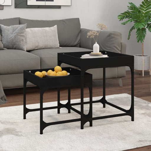 Side Tables 2 Pcs Black Engineered Wood Nxtxnx