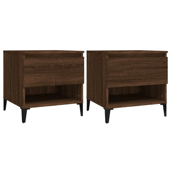 Side Tables 2 Pcs Brown Oak 50x46x50 Cm Engineered Wood