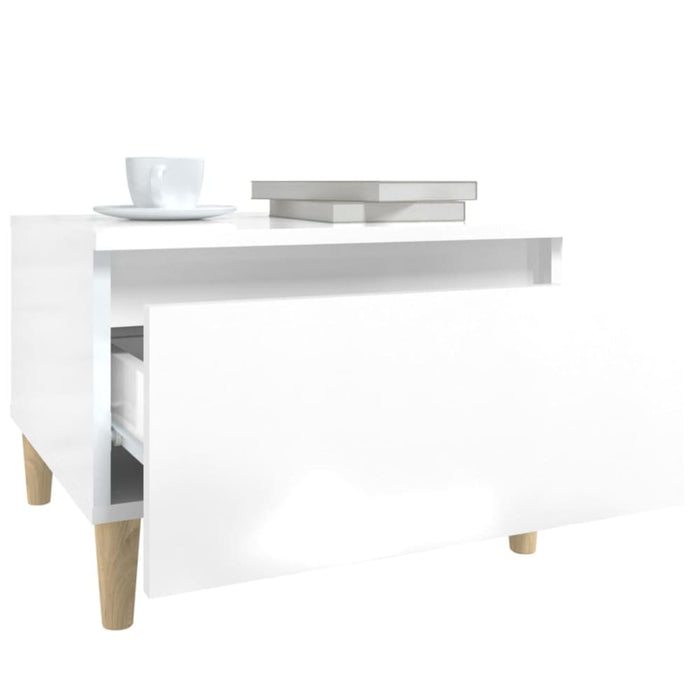 Side Tables 2 Pcs High Gloss White 50x46x35 Cm Engineered