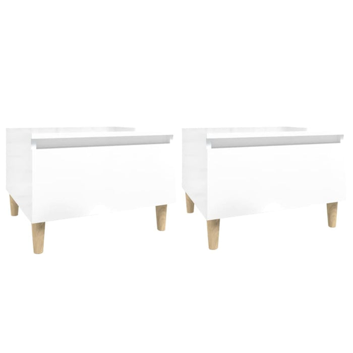 Side Tables 2 Pcs High Gloss White 50x46x35 Cm Engineered