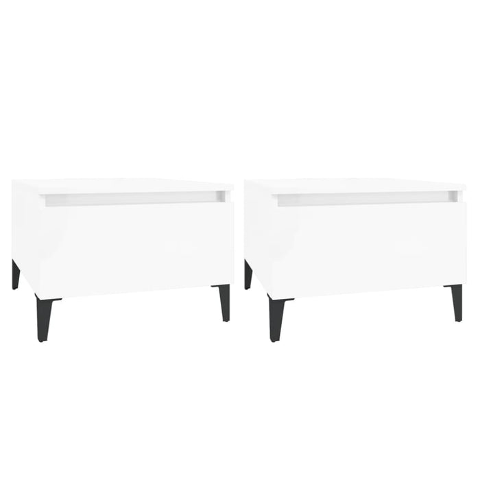 Side Tables 2 Pcs High Gloss White 50x46x35 Cm Engineered