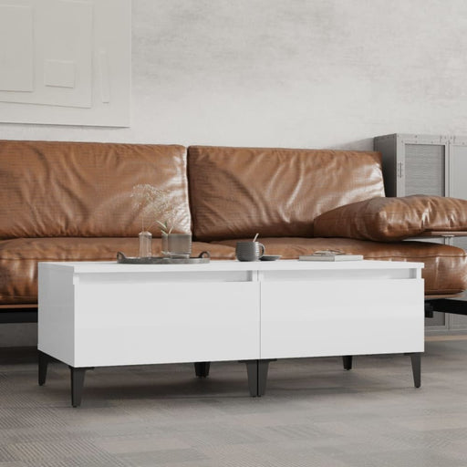 Side Tables 2 Pcs High Gloss White 50x46x35 Cm Engineered