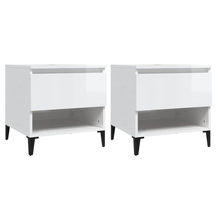Side Tables 2 Pcs High Gloss White 50x46x50 Cm Engineered