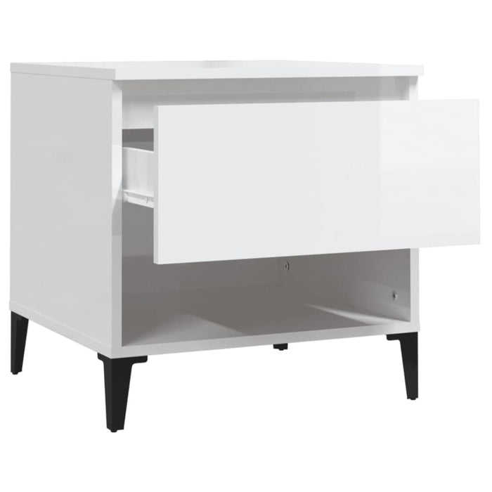 Side Tables 2 Pcs High Gloss White 50x46x50 Cm Engineered