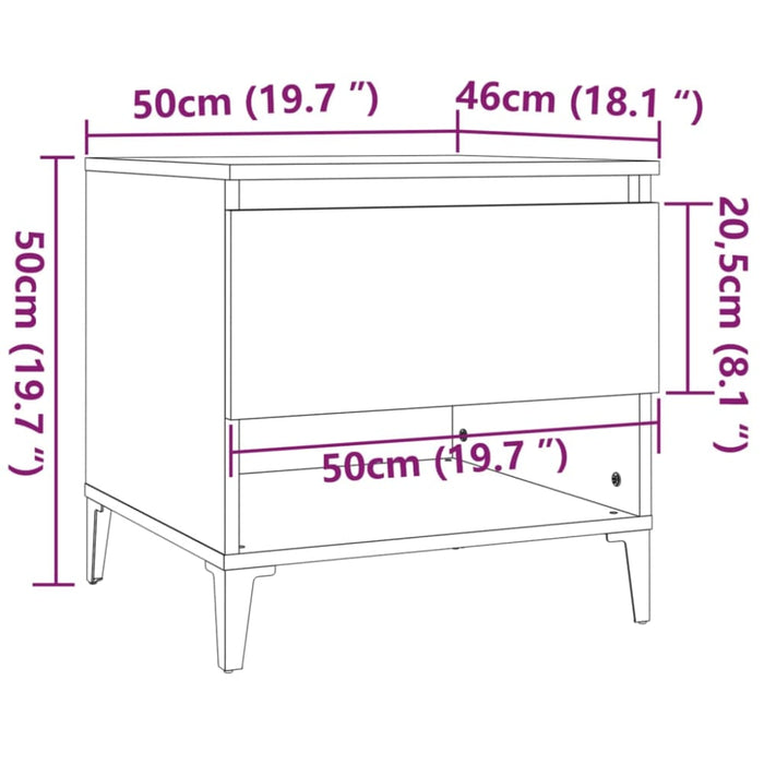 Side Tables 2 Pcs High Gloss White 50x46x50 Cm Engineered