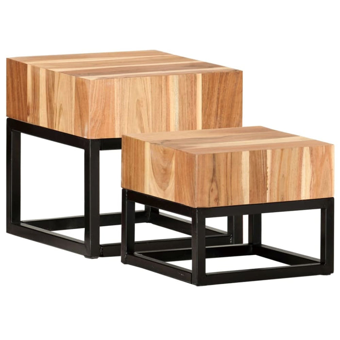 Side Tables 2 Pcs Solid Acacia Wood Xnitpo