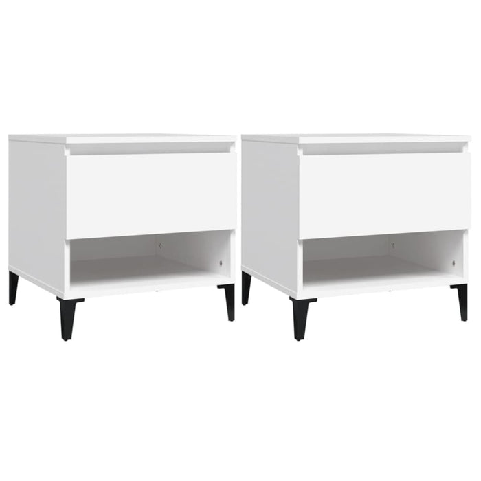 Side Tables 2 Pcs White 50x46x50 Cm Engineered Wood Nokpak