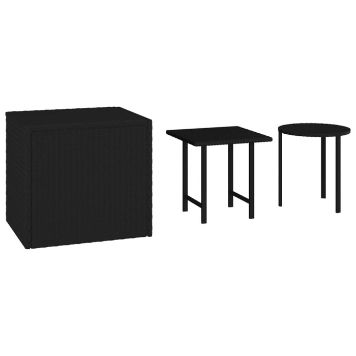 Side Tables 3 Pcs Black Poly Rattan Toktnl