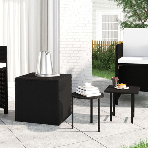 Side Tables 3 Pcs Black Poly Rattan Toktnl