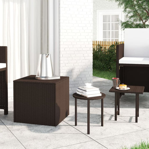 Side Tables 3 Pcs Brown Poly Rattan Toktni