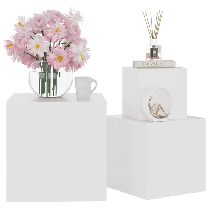 Side Tables 3 Pcs White Engineered Wood Nbnpnp